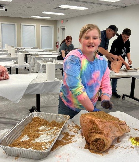 Girl curing country ham