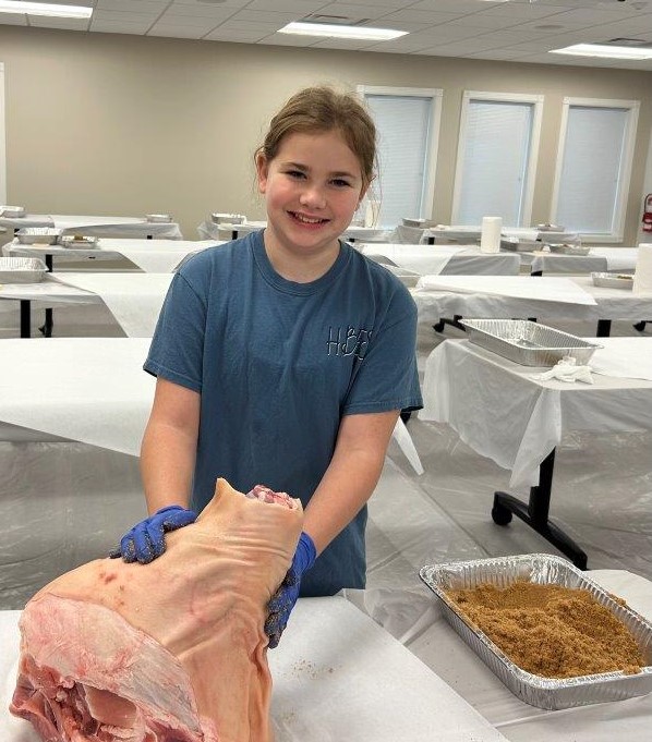 Girl curing country ham