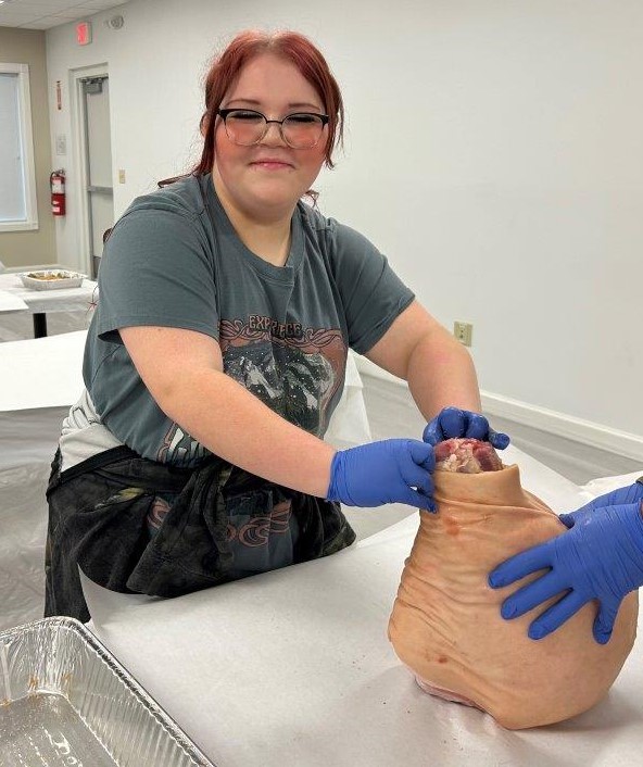 Girl curing country ham