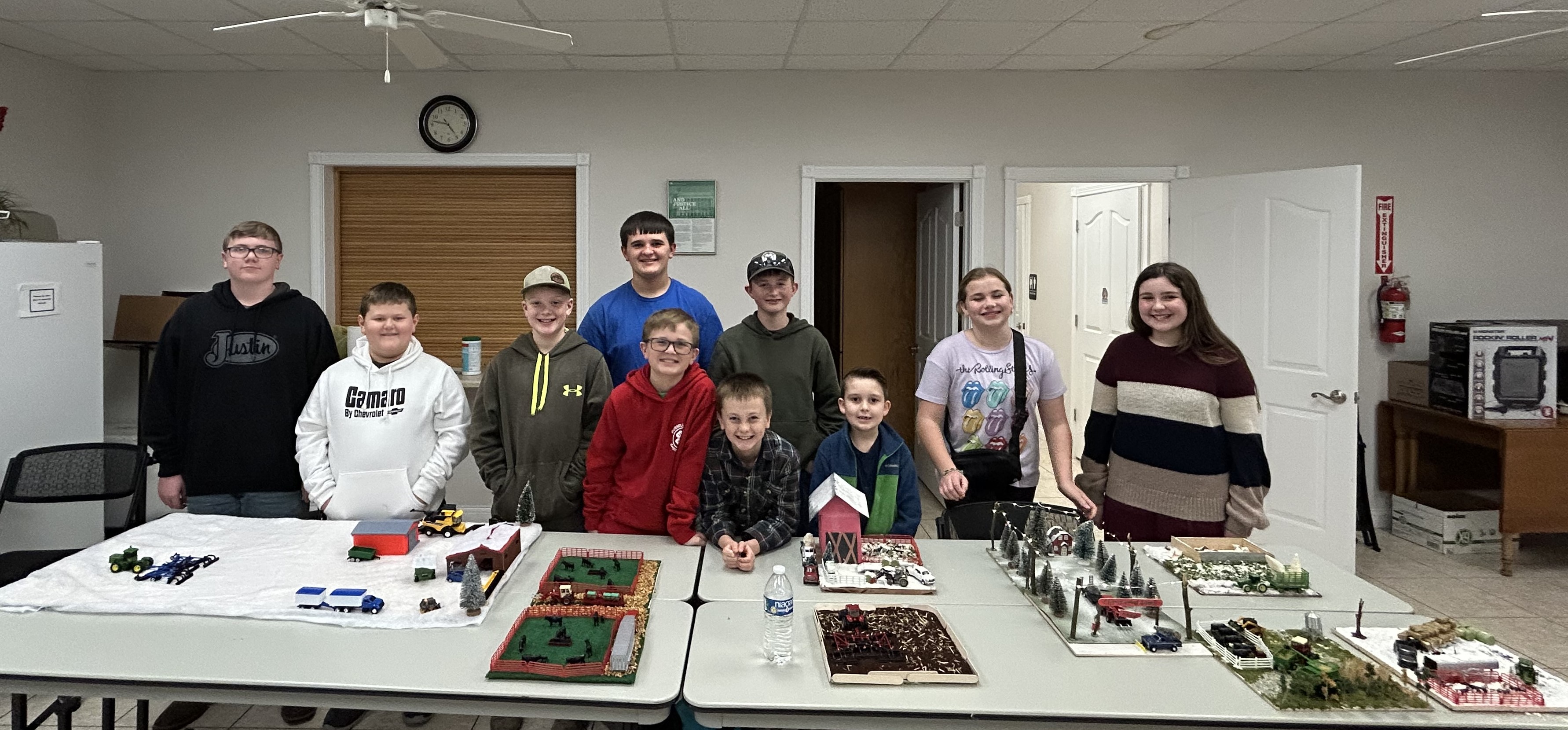 Children with farm displays